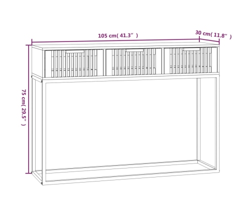 Mesa consola hierro y madera contrachapada negro 105x30x75 cm