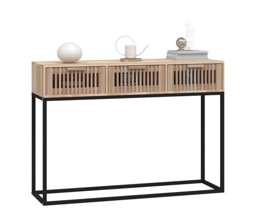 vidaXL Mesa consola hierro y madera contrachapada 105x30x75 cm