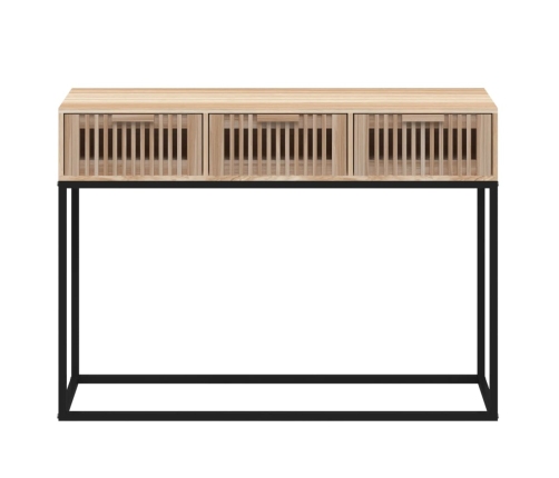 vidaXL Mesa consola hierro y madera contrachapada 105x30x75 cm