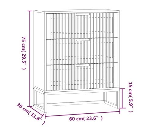 Aparador de madera contrachapada blanco 60x30x75 cm