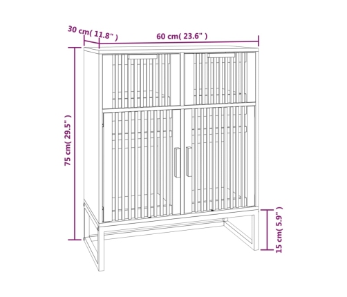 Aparador de madera contrachapada blanco 60x30x75 cm