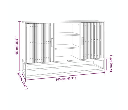 Aparador de madera contrachapada blanco 105x30x65 cm