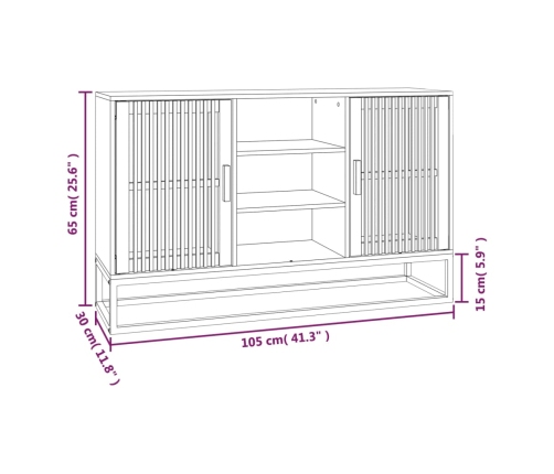 Aparador de madera contrachapada negro 105x30x65 cm