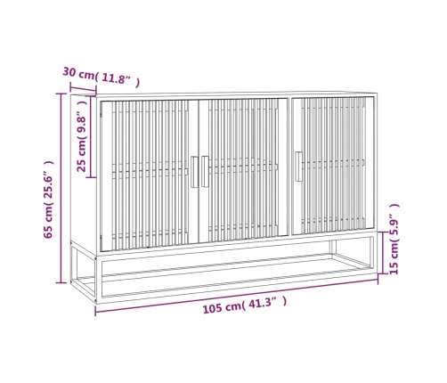 Aparador de madera contrachapada blanco 105x30x65 cm