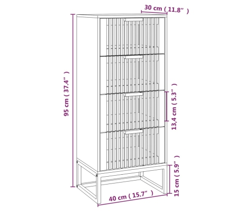 Aparador alto madera contrachapada blanco 40x30x95 cm