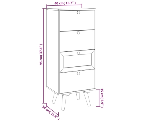 Aparador alto con cajones madera contrachapada 40x30x95 cm