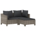 Set de muebles de jardín 3 pzas y cojines ratán sintético gris