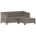 Set de muebles de jardín 3 pzas y cojines ratán sintético gris