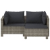 Set de muebles de jardín 3 pzas y cojines ratán sintético gris