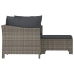 Set de muebles de jardín 3 pzas y cojines ratán sintético gris