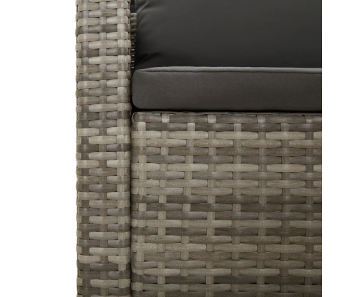 Set de muebles de jardín 3 pzas y cojines ratán sintético gris