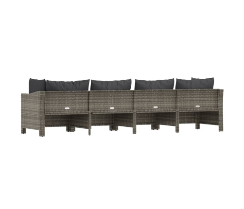 Set de muebles de jardín 4 pzas y cojines ratán sintético gris