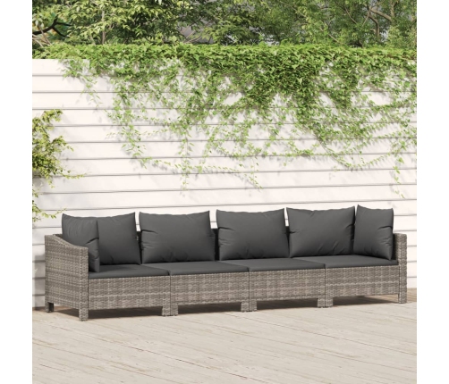 Set de muebles de jardín 4 pzas y cojines ratán sintético gris
