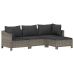 Set de muebles de jardín 4 pzas y cojines ratán sintético gris