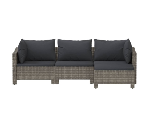 Set de muebles de jardín 4 pzas y cojines ratán sintético gris
