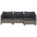 Set de muebles de jardín 4 pzas y cojines ratán sintético gris
