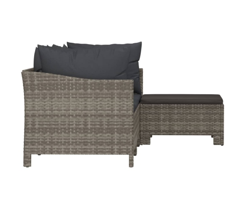 Set de muebles de jardín 4 pzas y cojines ratán sintético gris