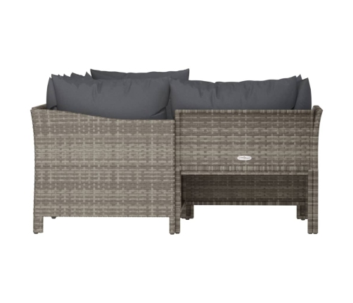 Set de muebles de jardín 4 pzas y cojines ratán sintético gris