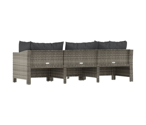 Set de muebles de jardín 4 pzas y cojines ratán sintético gris