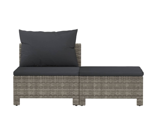 Set de muebles de jardín 2 pzas cojines ratán sintético gris