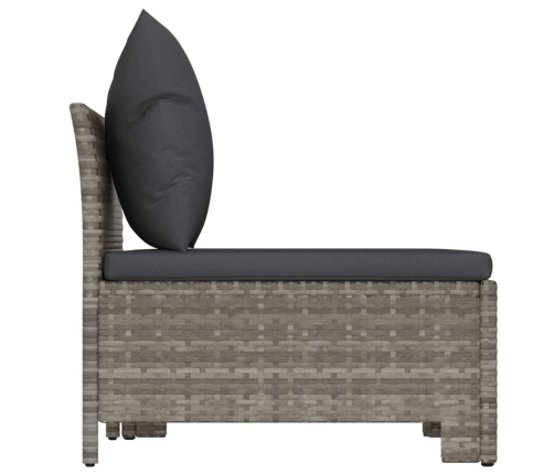Set de muebles de jardín 2 pzas cojines ratán sintético gris