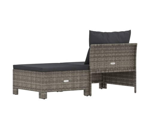Set de muebles de jardín 2 pzas cojines ratán sintético gris