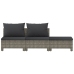 Set de muebles de jardín 3 pzas y cojines ratán sintético gris
