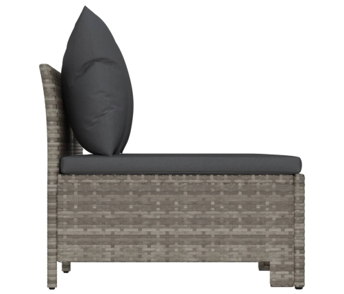 Set de muebles de jardín 3 pzas y cojines ratán sintético gris