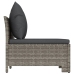 Set de muebles de jardín 3 pzas y cojines ratán sintético gris