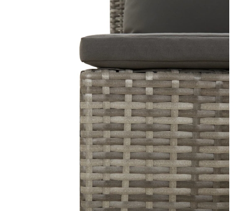 Set de muebles de jardín 3 pzas y cojines ratán sintético gris