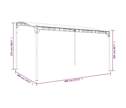 Toldo acero y tela color crema 4x3 m 180 g/m²