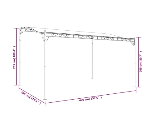 Toldo acero y tela color crema 4x3 m 180 g/m²