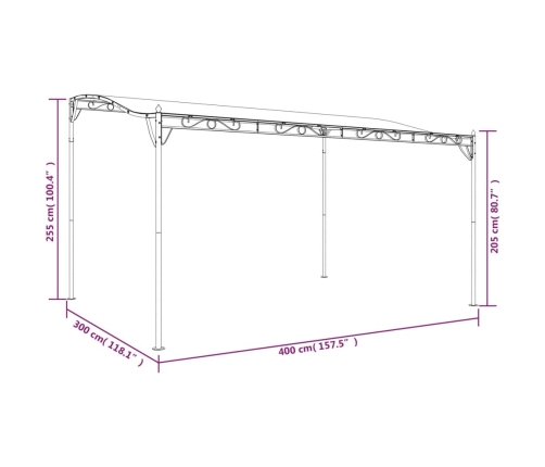 Toldo acero y tela gris taupe 4x3 m 180 g/m²