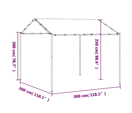 Carpa acero y tela gris antracita 3x3 m