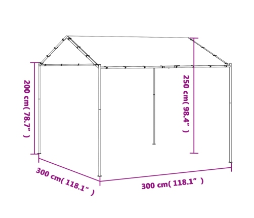 Carpa acero y tela beige 3x3 m