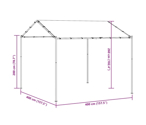 Carpa acero y tela gris antracita 4x4 m