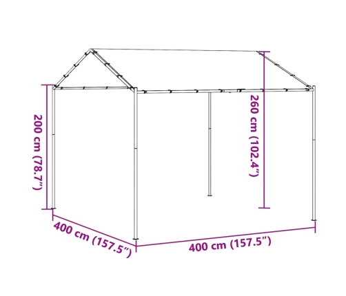 Carpa acero y tela beige 4x4 m