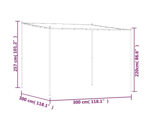 Cenador acero y tela gris antracita 3x3 m 180 g/m²