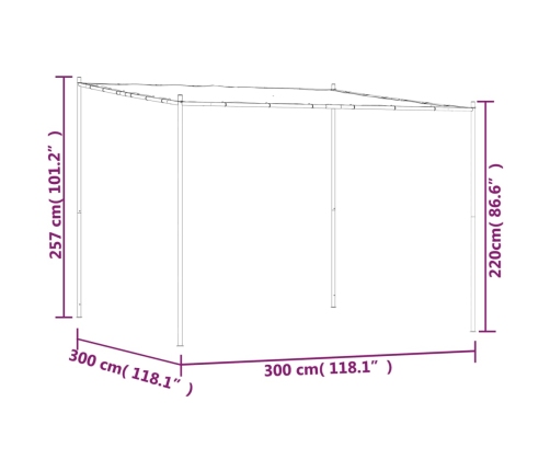 Cenador acero y tela beige 3x3 m 180 g/m²