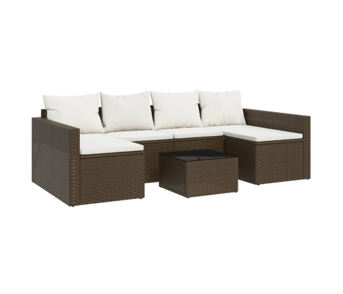 Set muebles de jardín 2 piezas y cojines ratán sintético marrón