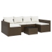 Set muebles de jardín 2 piezas y cojines ratán sintético marrón