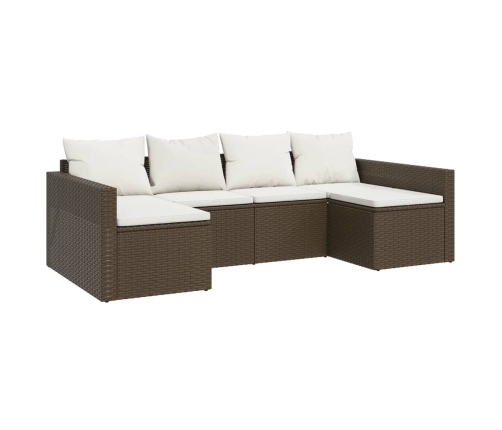 Set muebles de jardín 2 piezas y cojines ratán sintético marrón