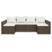 Set muebles de jardín 2 piezas y cojines ratán sintético marrón