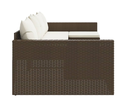 Set muebles de jardín 2 piezas y cojines ratán sintético marrón