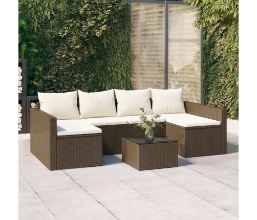 Set muebles de jardín 2 piezas y cojines ratán sintético marrón