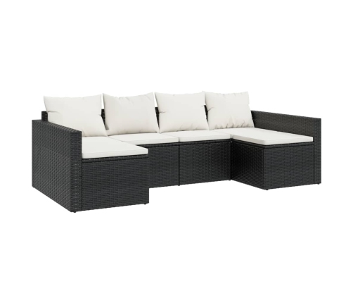 Set de muebles de jardín 2 pzas y cojines ratán sintético negro