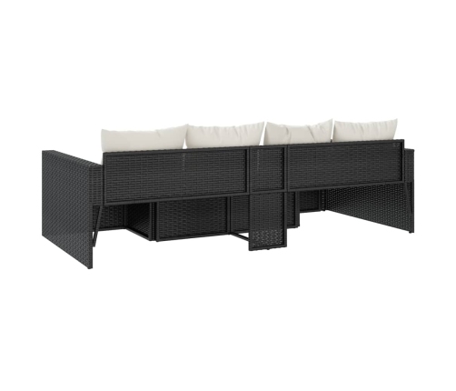 Set de muebles de jardín 2 pzas y cojines ratán sintético negro