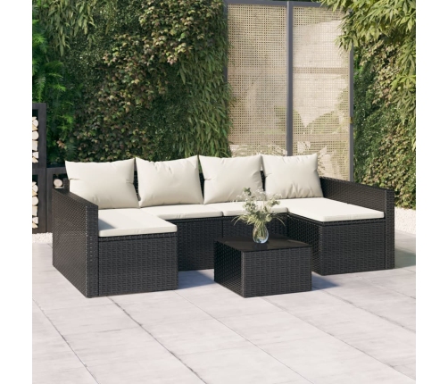 Set de muebles de jardín 2 pzas y cojines ratán sintético negro