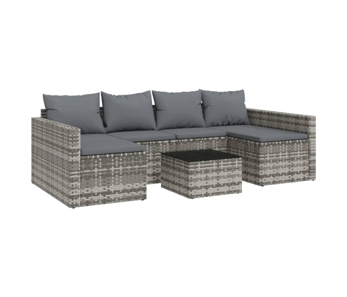 Set de muebles de jardín 2 pzas cojines ratán sintético gris