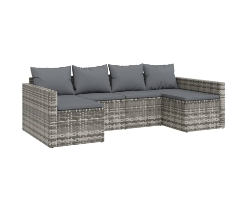 Set de muebles de jardín 2 pzas cojines ratán sintético gris